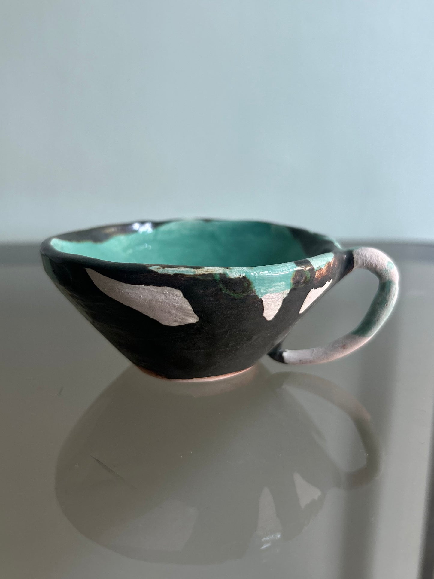 Tazza verde acqua e nero matte