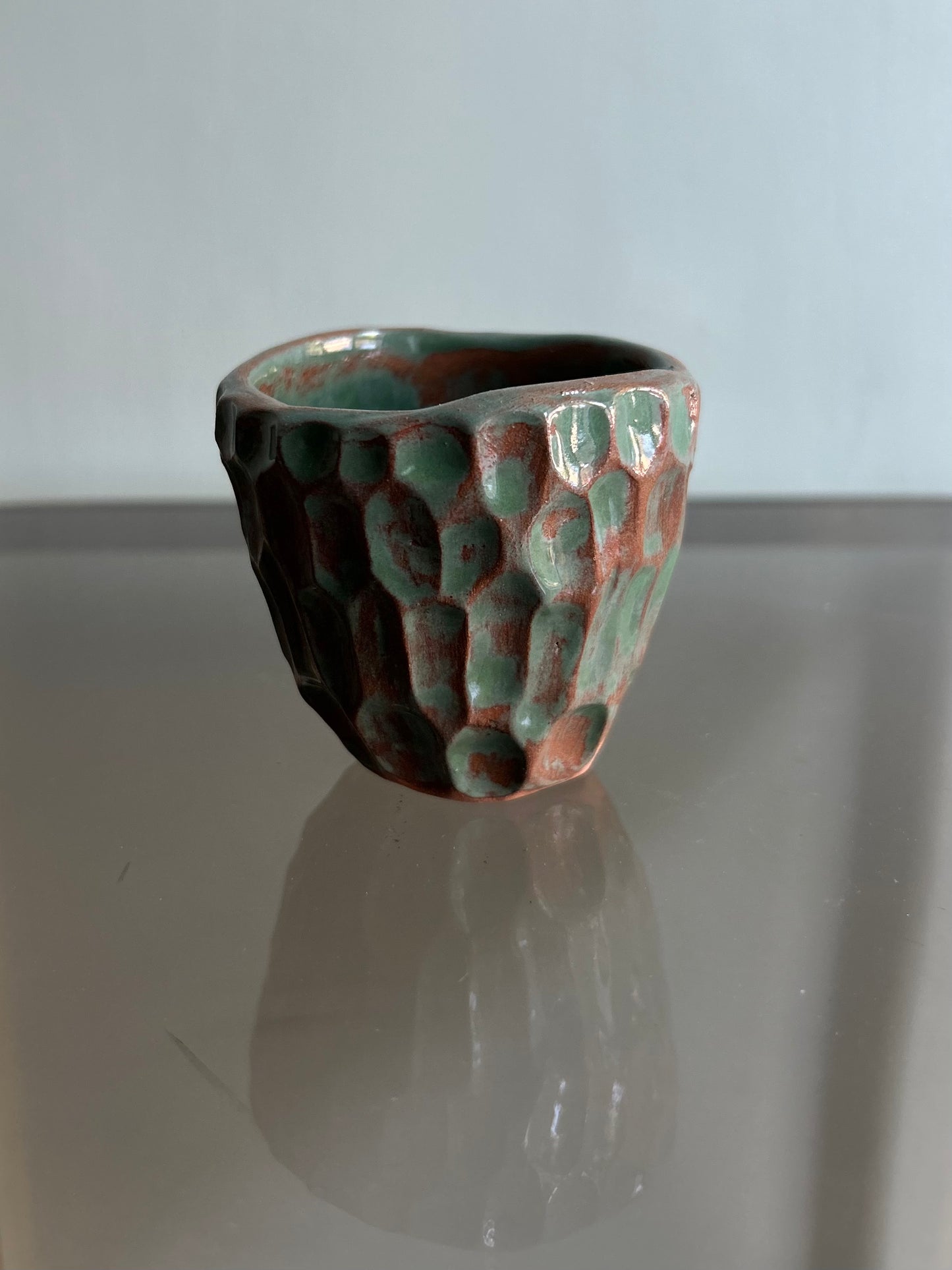 Tazzina verde acqua con scanalature