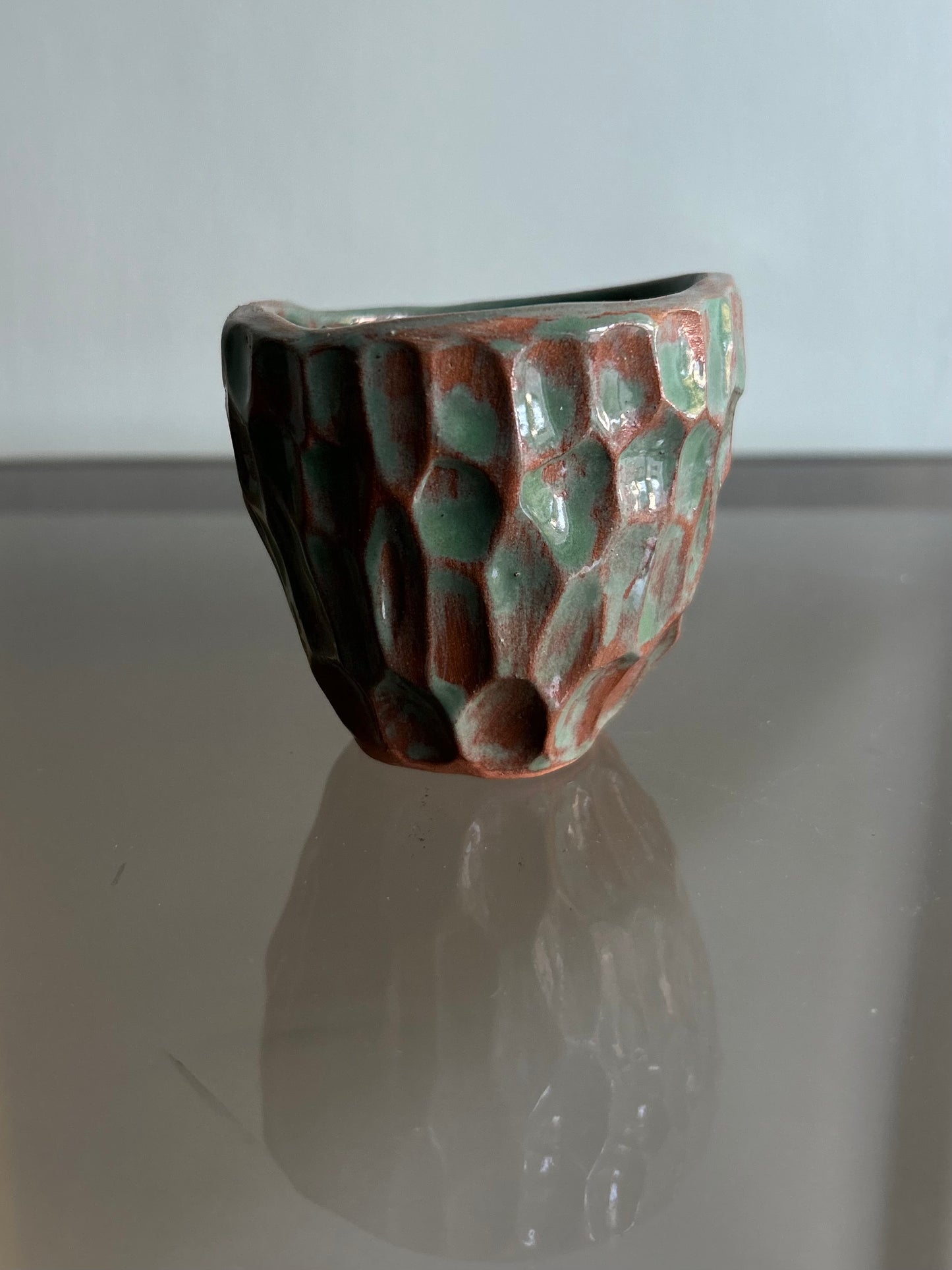 Tazzina verde acqua con scanalature