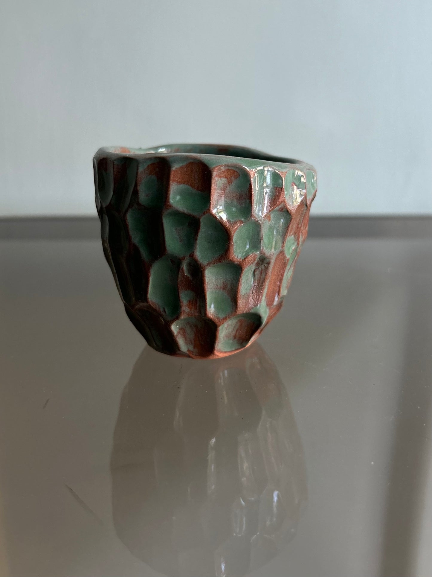 Tazzina verde acqua con scanalature