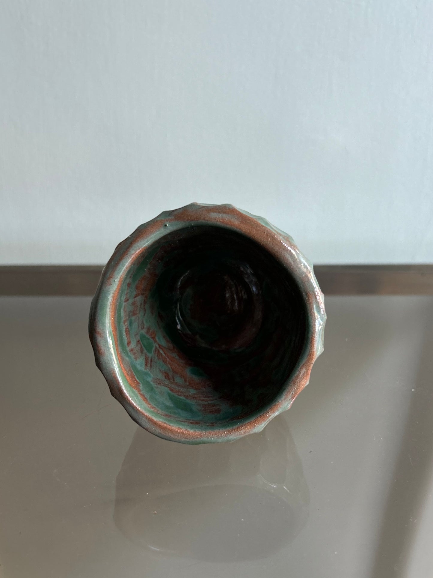 Tazzina verde acqua con scanalature