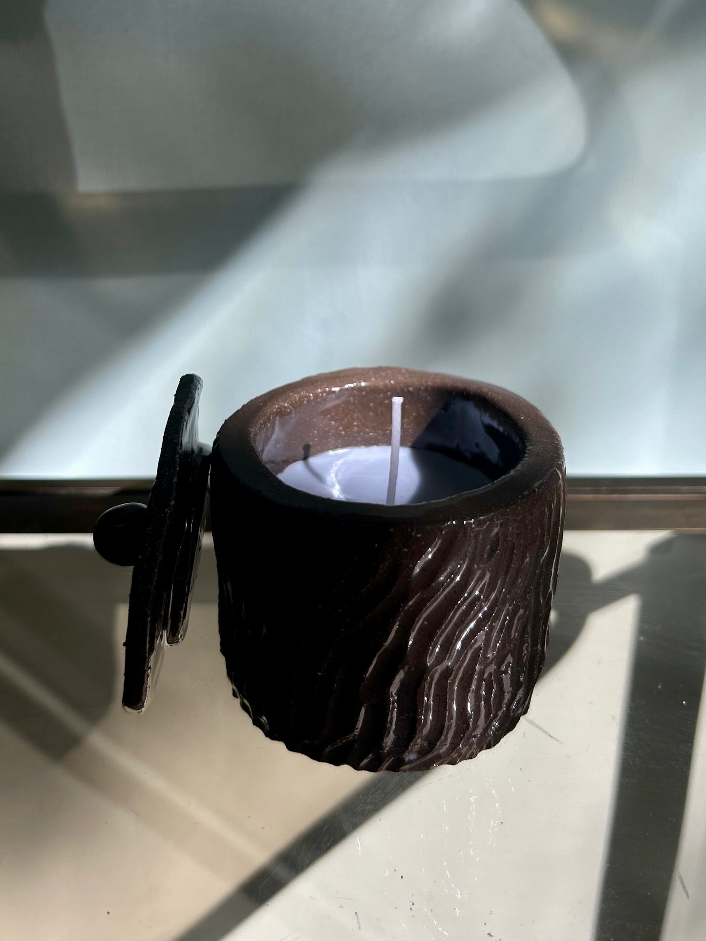 Candela lavanda e raku nera